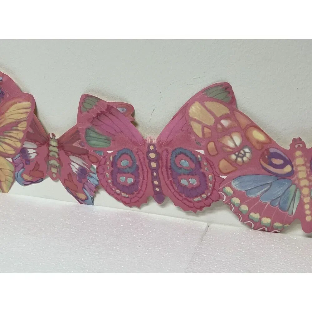 Butterflies Scalloped  Wall Border Juvenile Baby Nursery Pink #TR105314